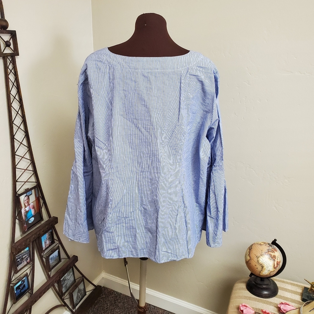 EUC ELOQUII BLUE & WHITE STRIPE TOP SIZE 20 - Picture 7 of 8